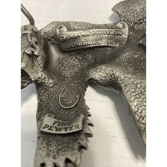 Vintage VineGarroon Foundries Belt Buckle Geese Flying Fine Pewter 1970 - Picture 8 of 8